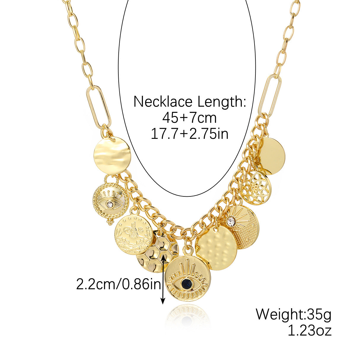 Female Bohemian Metal Ancient Coin Devil's Necklaces