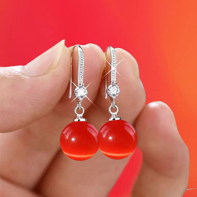 Yellow Red Blue Opal Ear Clip Female Zircon Delicate Earrings