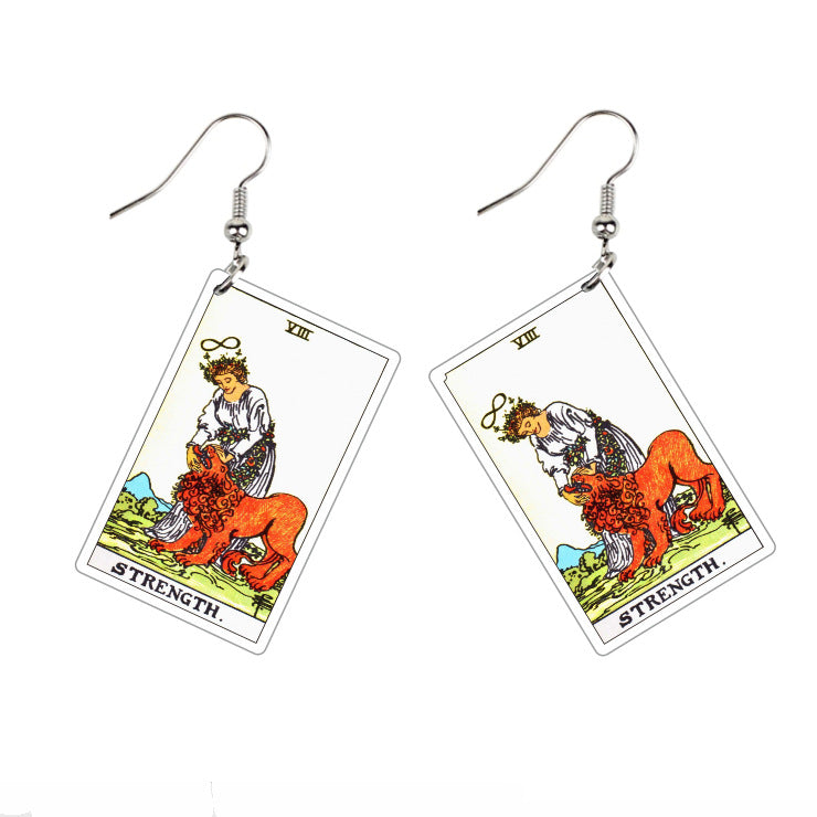 Acrylic Printing Double-sided Vintage Tarot Designer Earrings