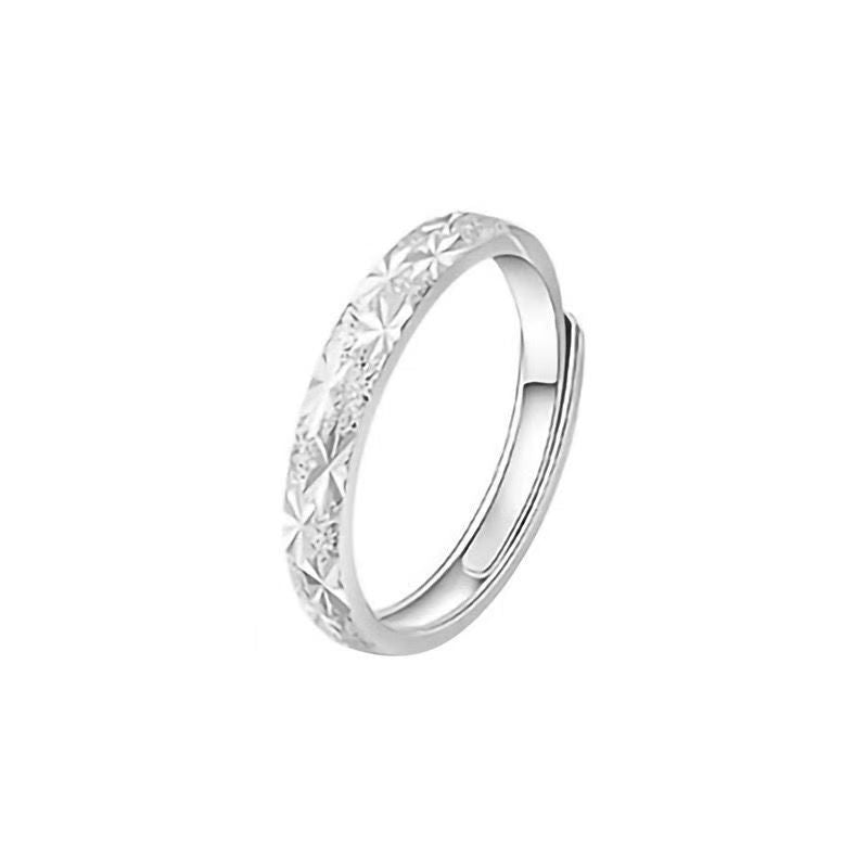 White Copper Starry Sky Couple Pair Simple Design Light Luxury Rings