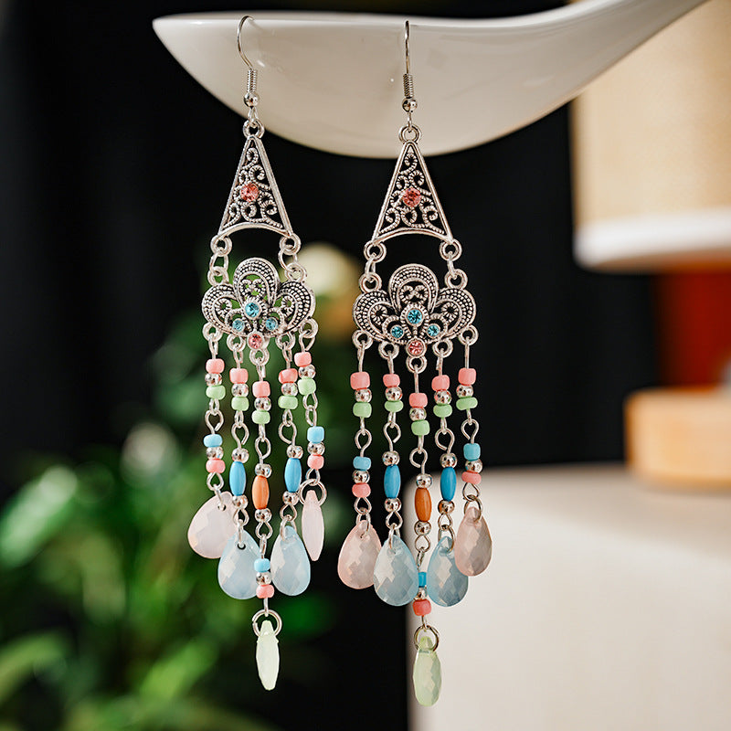 Long Female Daisy Pattern Water-drop Eardrops Earrings