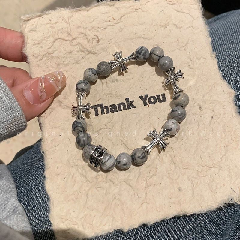 Women's & Men's Retro Black Beaded Light Luxury Minority Bracelets