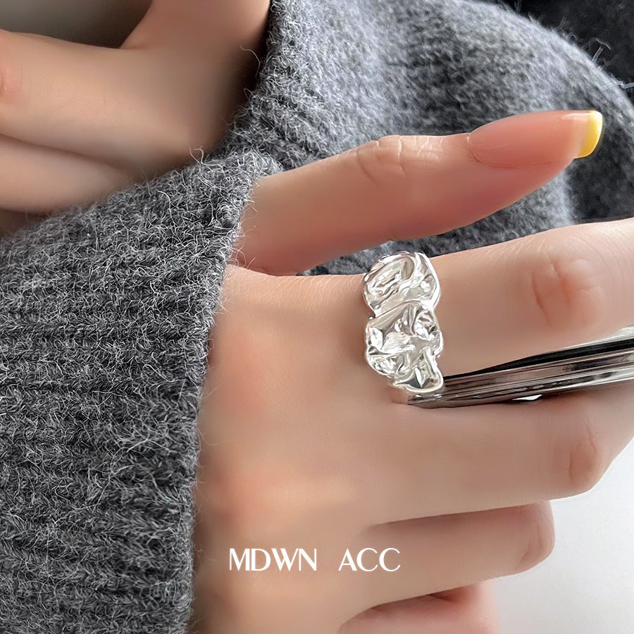 Cool Personalized Index Finger Female Tinfoil Texture Rings