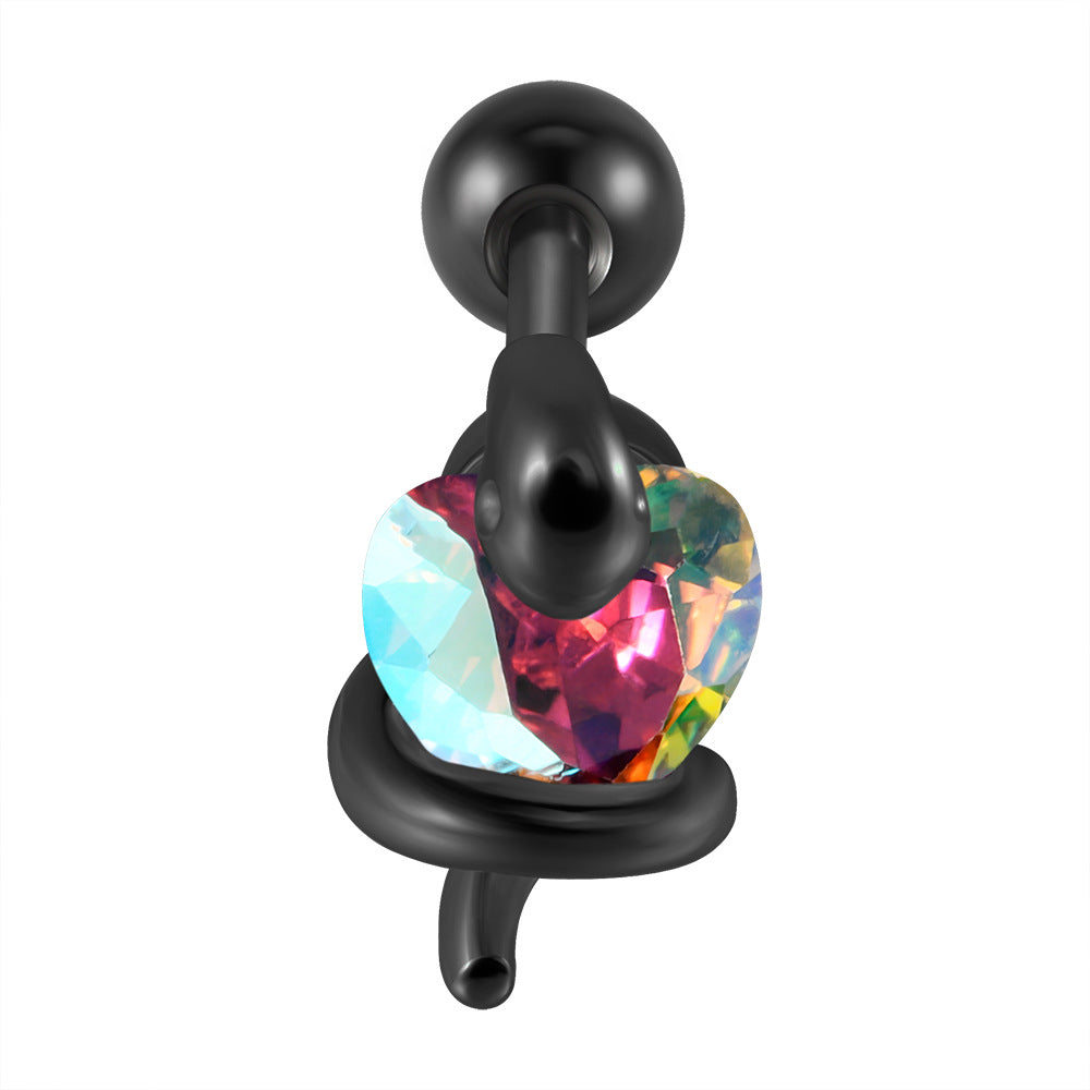 Coiled Heart Straight Rod Bone Male Earrings