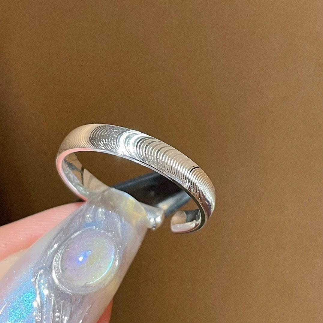 Simple Female Solid Light Luxury Minority Open Brushed Rings