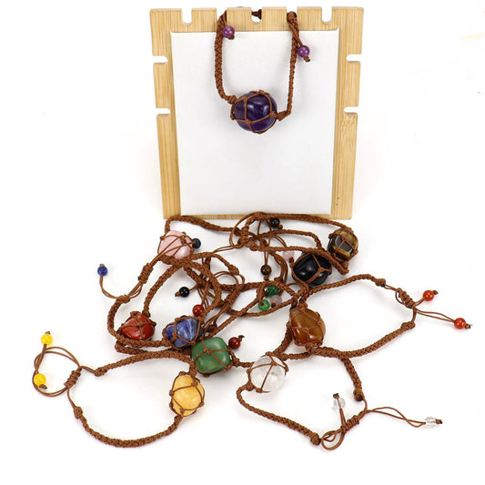 Brown Jade Thread Crystal Amethyst Stone Net Rings