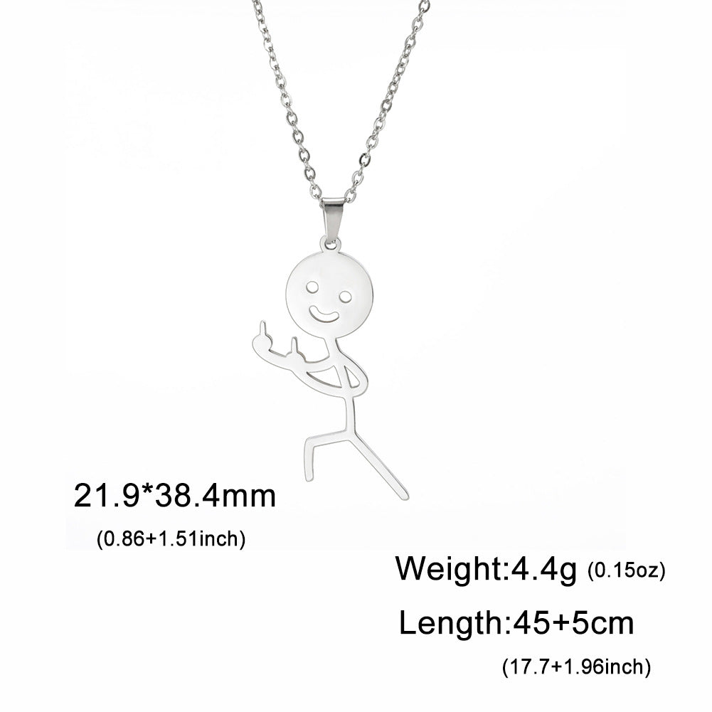 Personalized Simple Titanium Steel Vertical Two Middle Finger Pendants