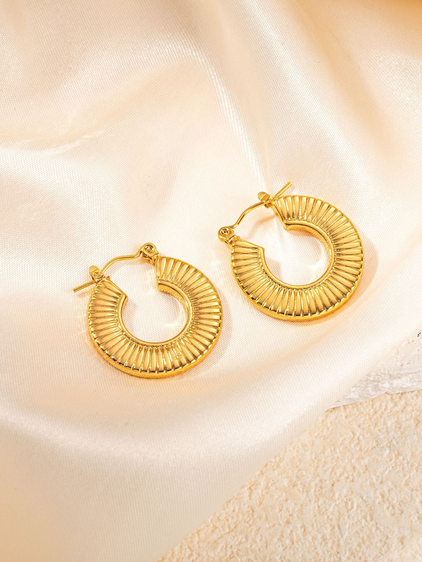 Stainless Steel Ginkgo Leaf Petals Golden Earrings