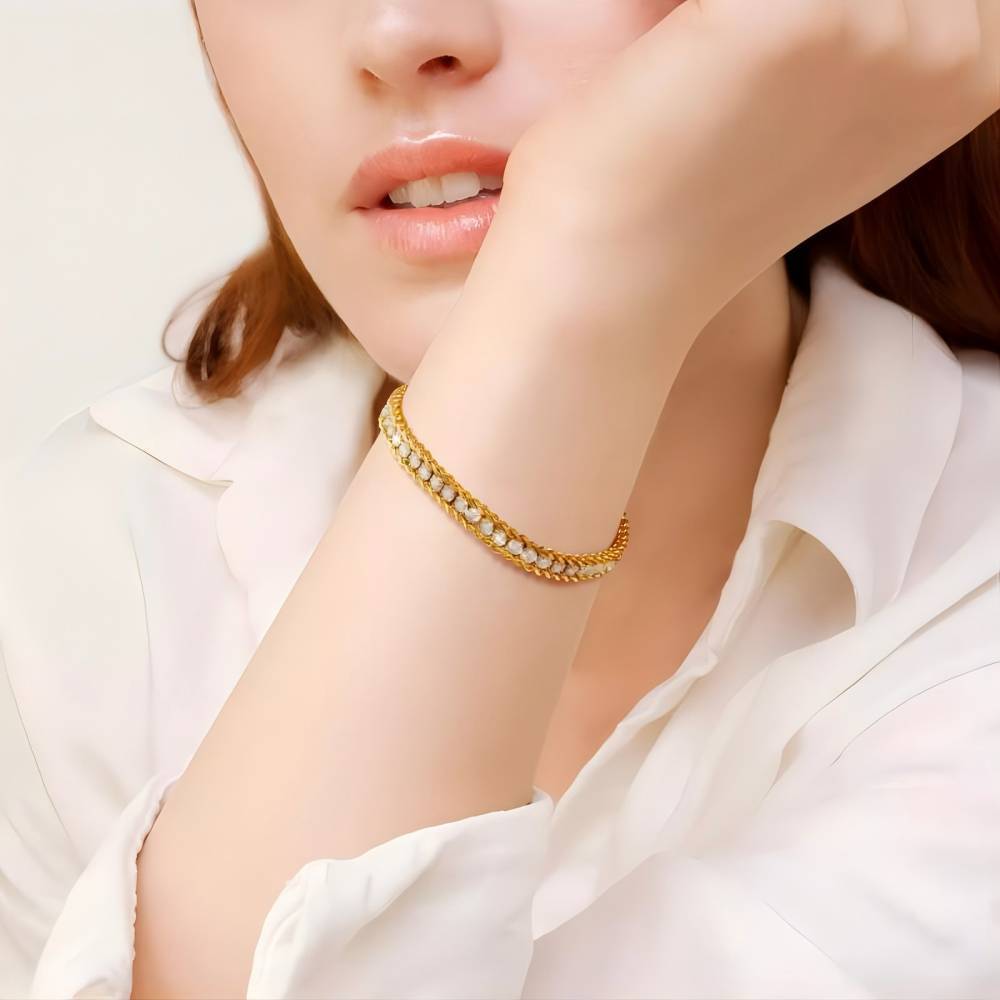 Women's Style Full Rhinestone Zircon Titanium Steel Fashionable Bracelets