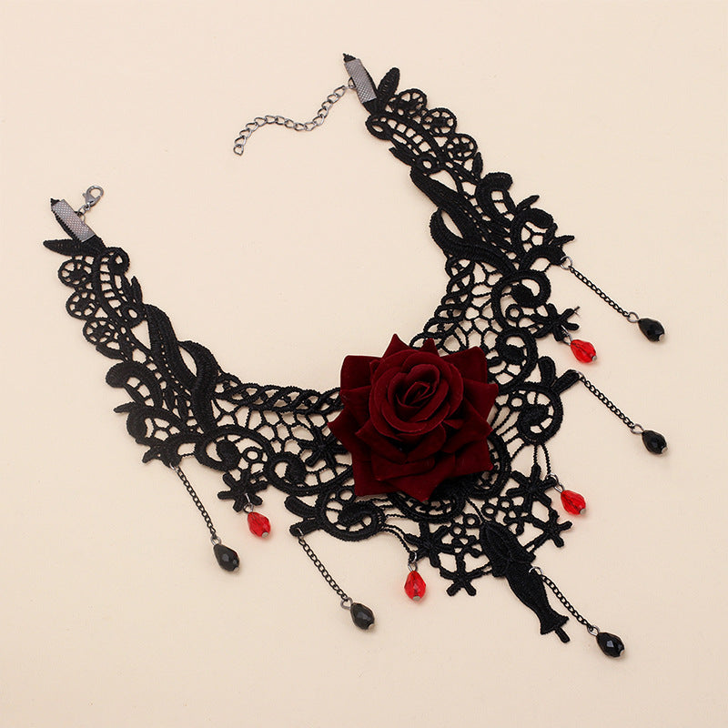 Style Lolita Gothic Lace Rose Niche Necklaces