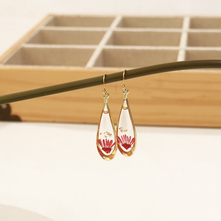 Fashion Modern Dried Flower Preserved Fresh Earrings