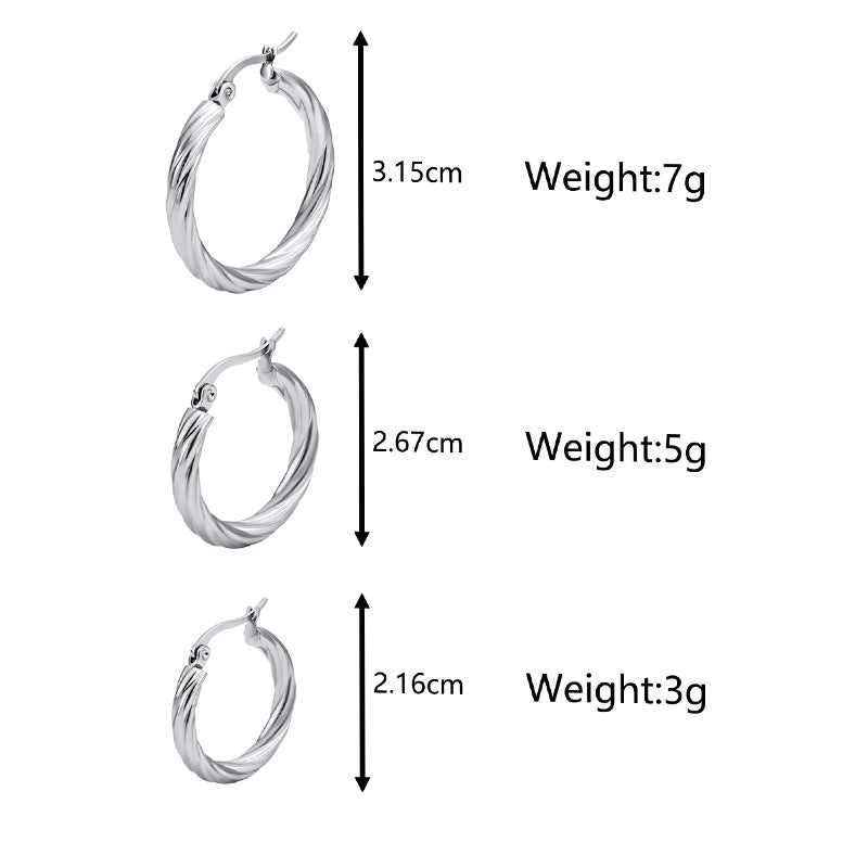 Women's Gold Trend Round Twill Stainless Steel Earrings
