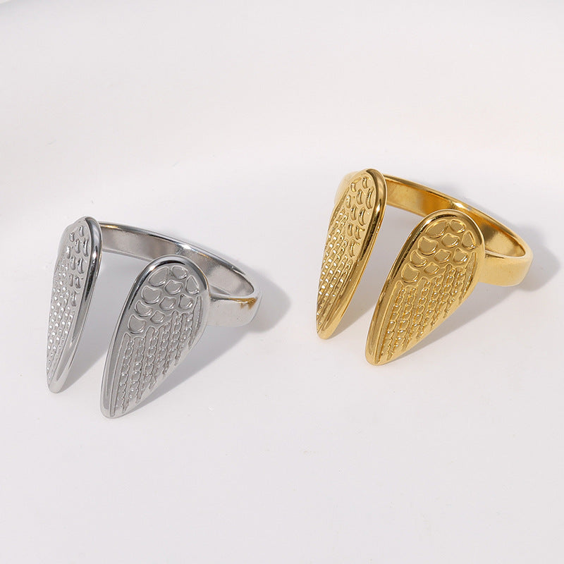 Steel Open Wings Personalized Minority Index Rings