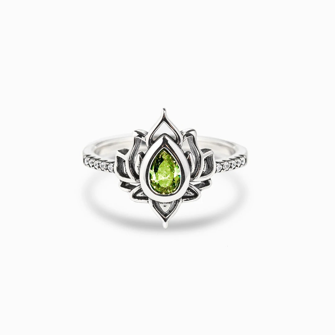 Vintage Distressed Flame Shape Lotus Water Drop Rings