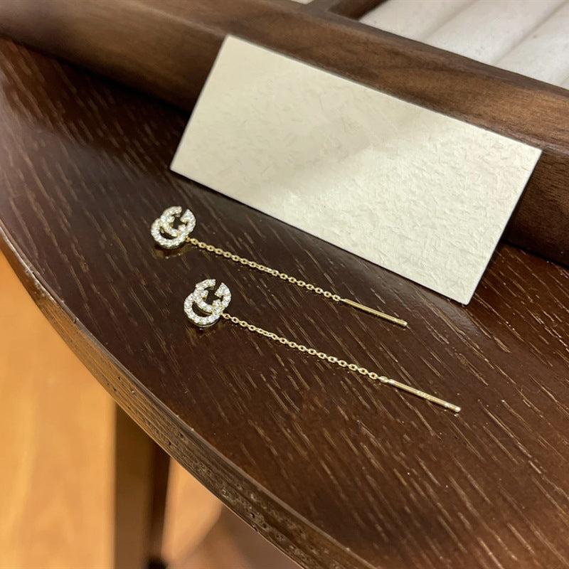 Micro Inlay English Alphabet Letter High Niche Earrings