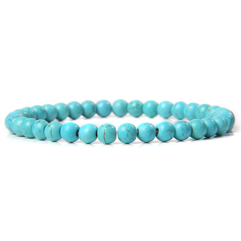 Women's & Men's Single Circle Beaded Natural Agate Stone Bracelets