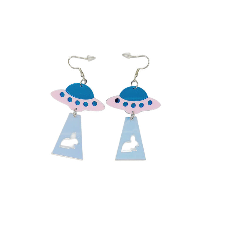Kitten Rainbow Star Moon Alien Head Earrings