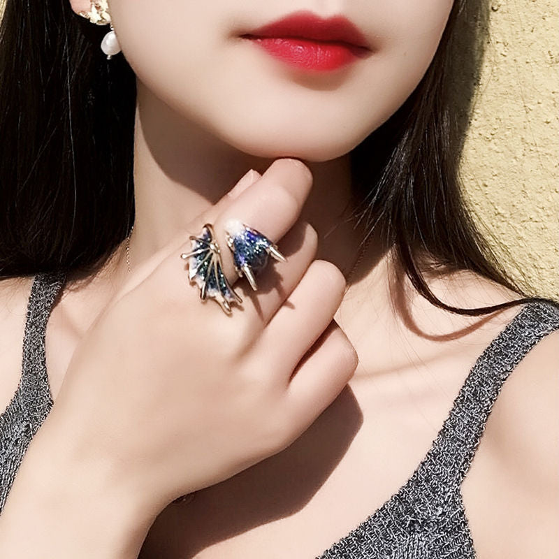 Sky Blue Dragon Open Female Personalized Minority Rings