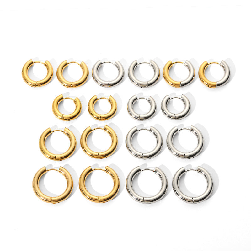Trendy Simple Light Luxury Design Sense Titanium Steel Earrings