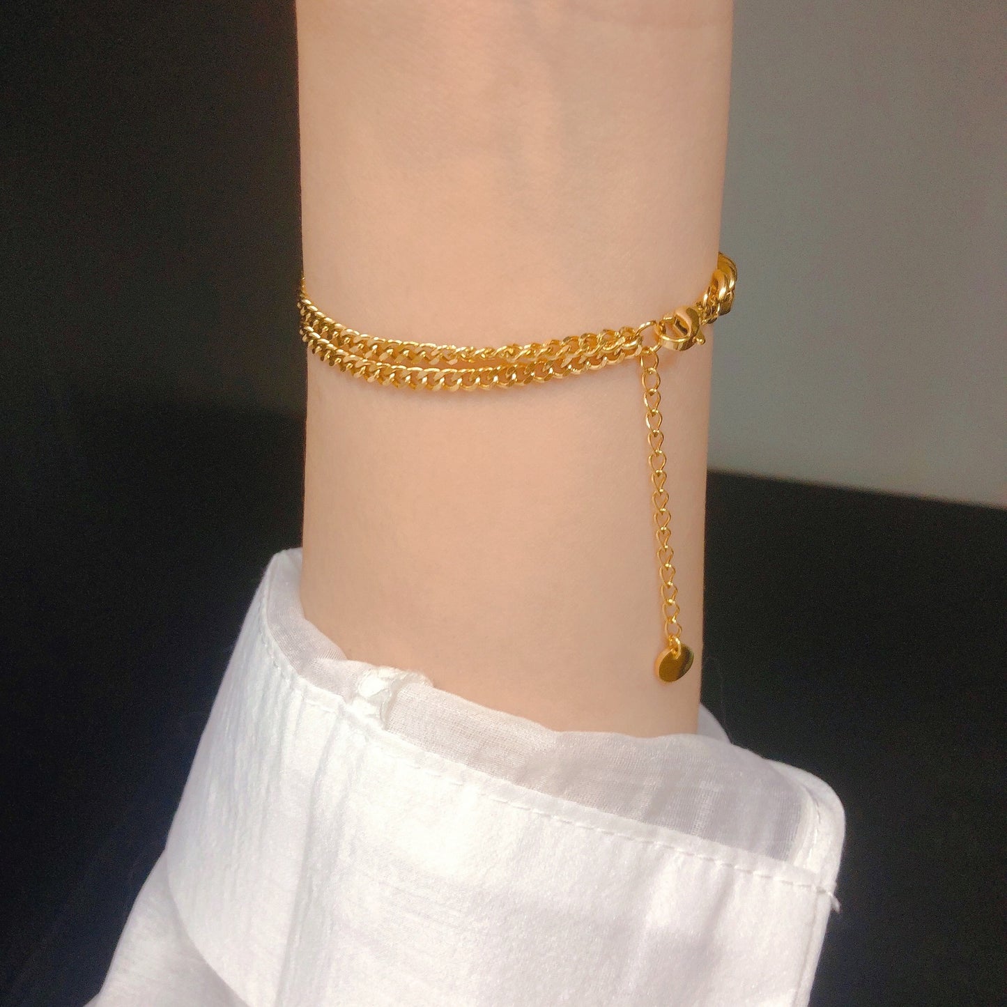 Beautiful Square Emerald Female Titanium Steel Niche Bracelets