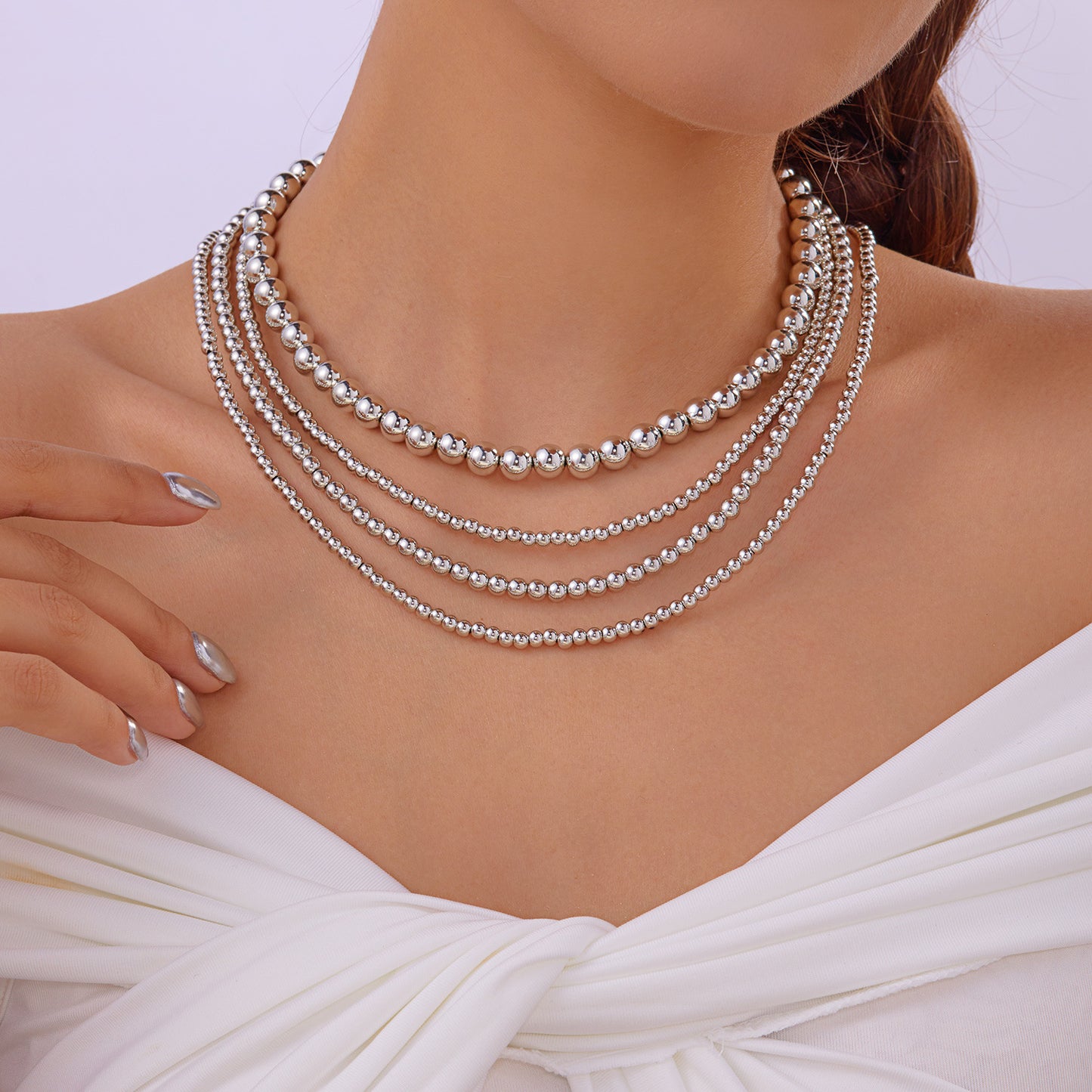 Twin Personality Size Round Beads String Necklaces