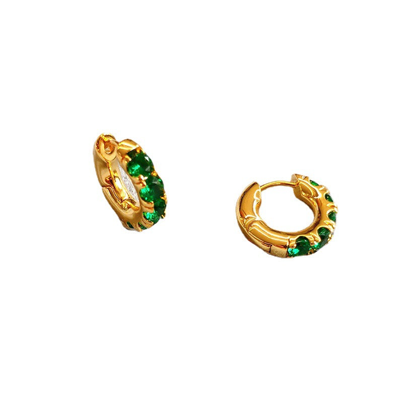 Women's Gold Plated Inlaid Emerald Fashion Elegant Earrings