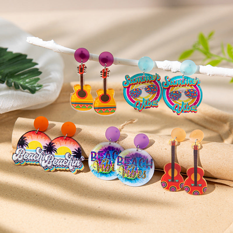 Series Acrylic Female Niche Letter Printing Earrings