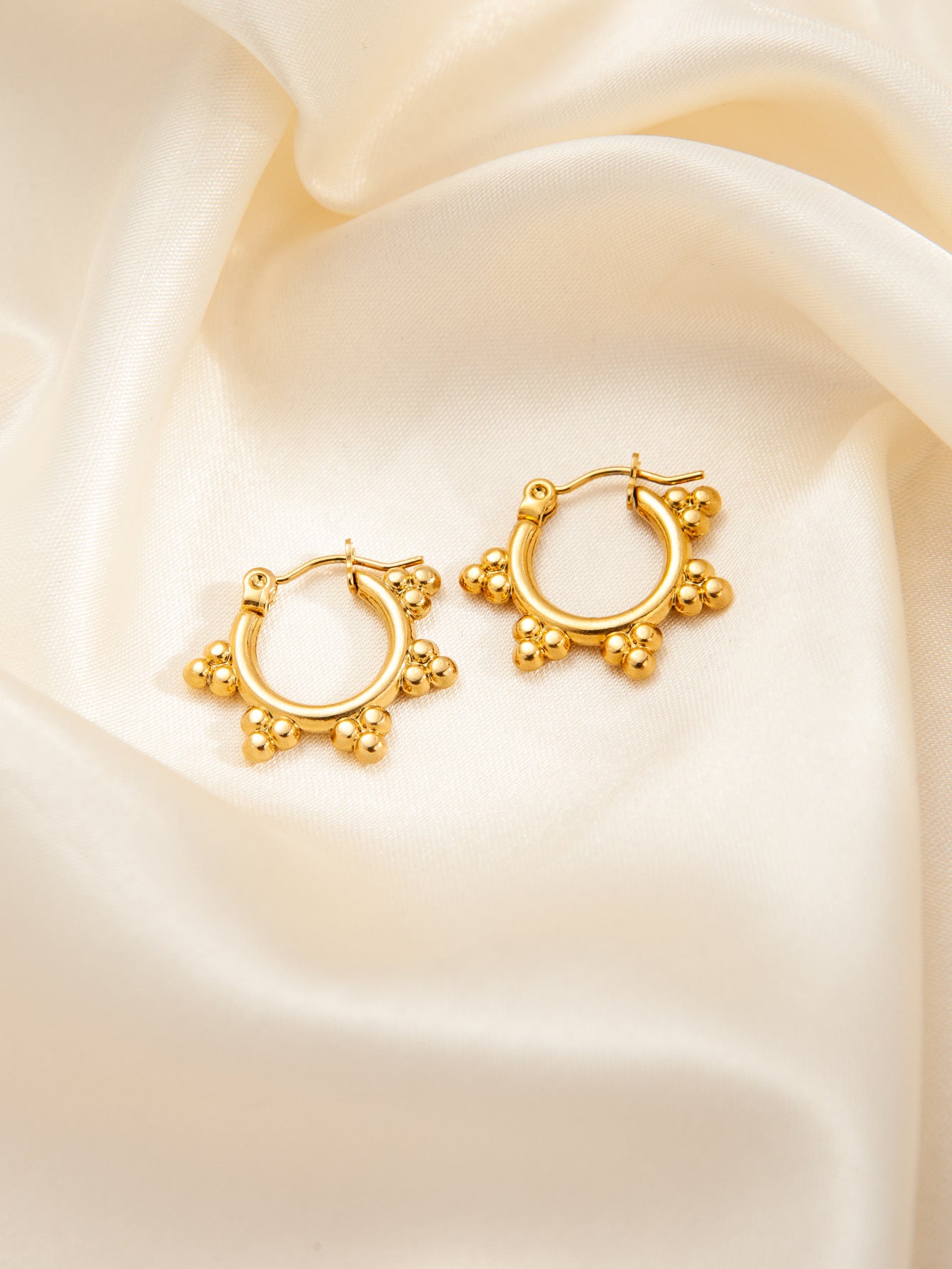 Stainless Steel Ginkgo Leaf Petals Golden Earrings