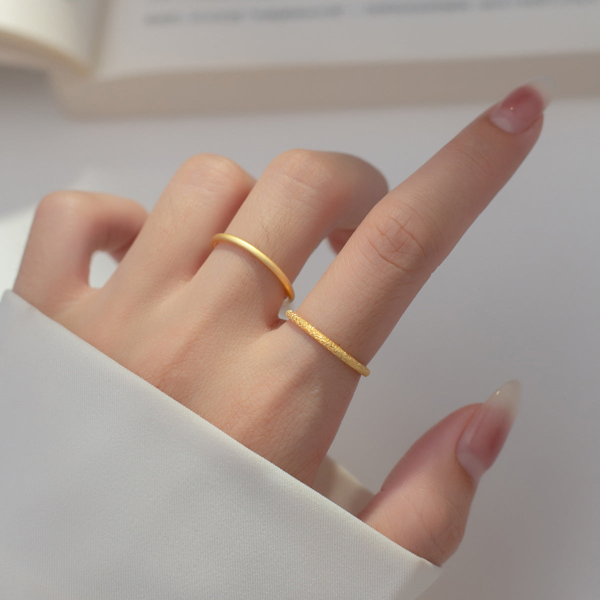 Sier Simple Glossy Frosted Style Fresh Rings