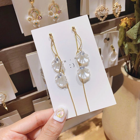 Women's Sier Needle Simple Long Bells Of Earrings