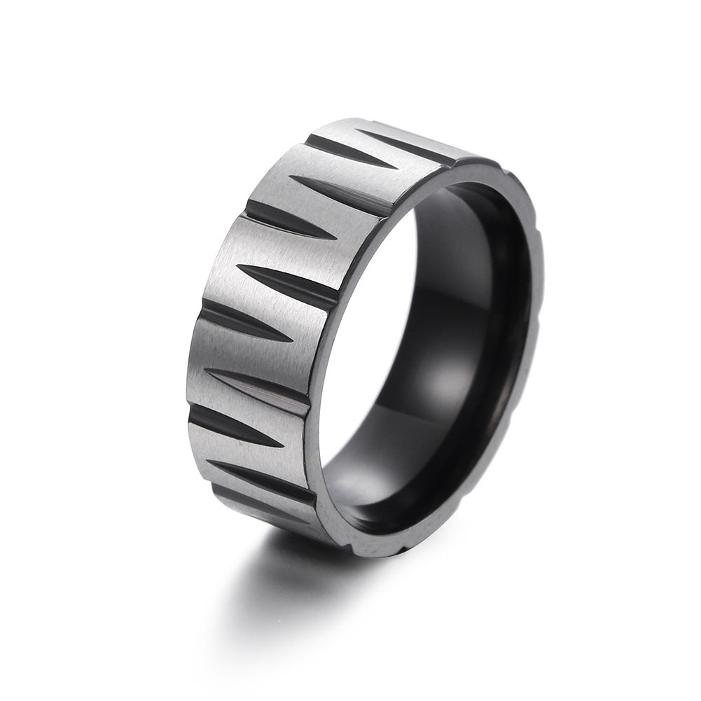 Men's Classic Ornament Electroplated Black Combination Stainless Rings