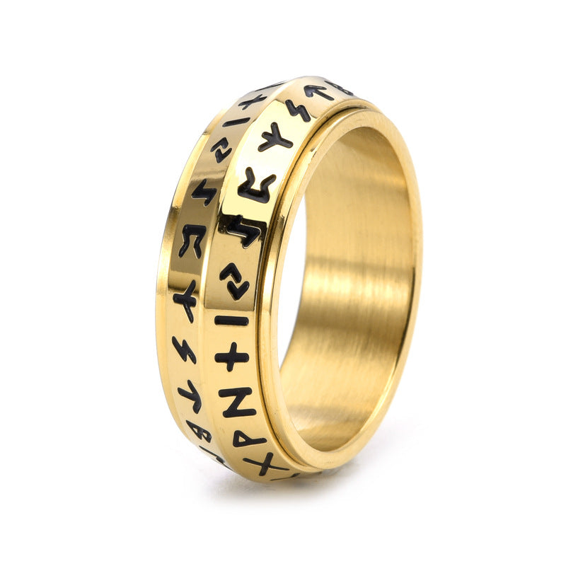 Men's Nordic Viking Rune Titanium Steel Rotatable Unisex Rings