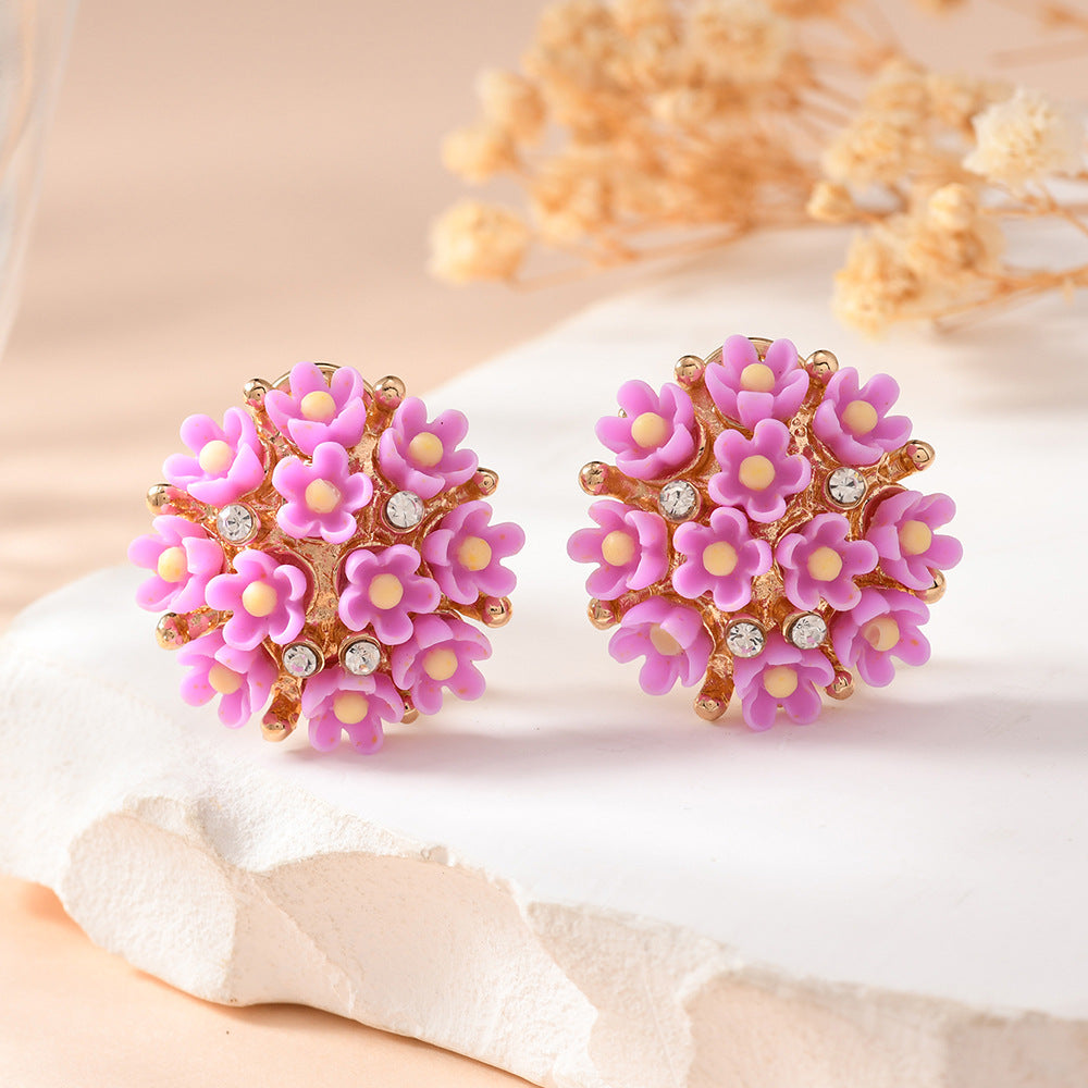 Ceramic Flower Small Commodity Rose Ear Stud Earrings