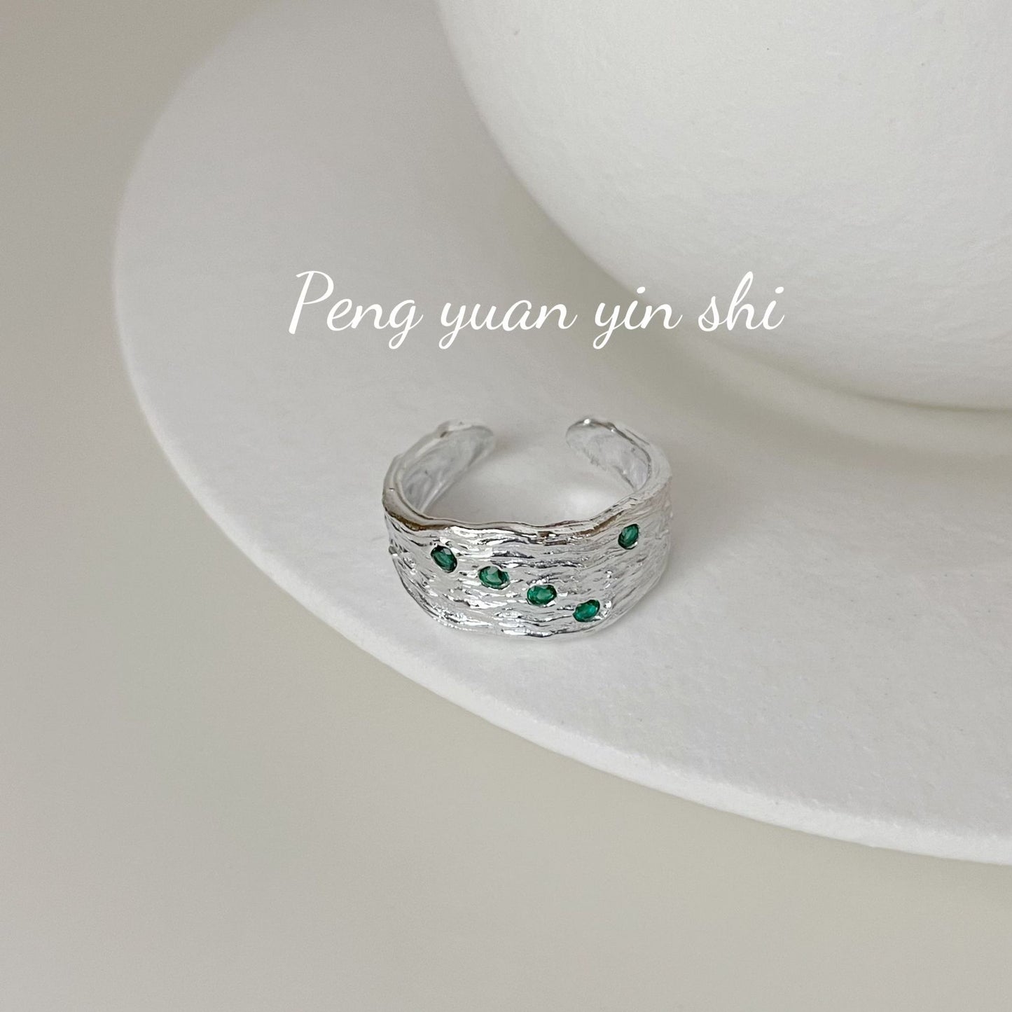 Sterling Sier Texture Irregular Wide Surface Female Niche Rings