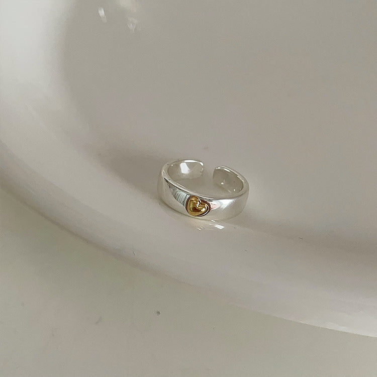 Color Metal Heart-shaped Open Suit Female Rings