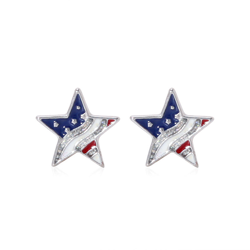 Alloy Dripping Oil Stars Stripes National Rings