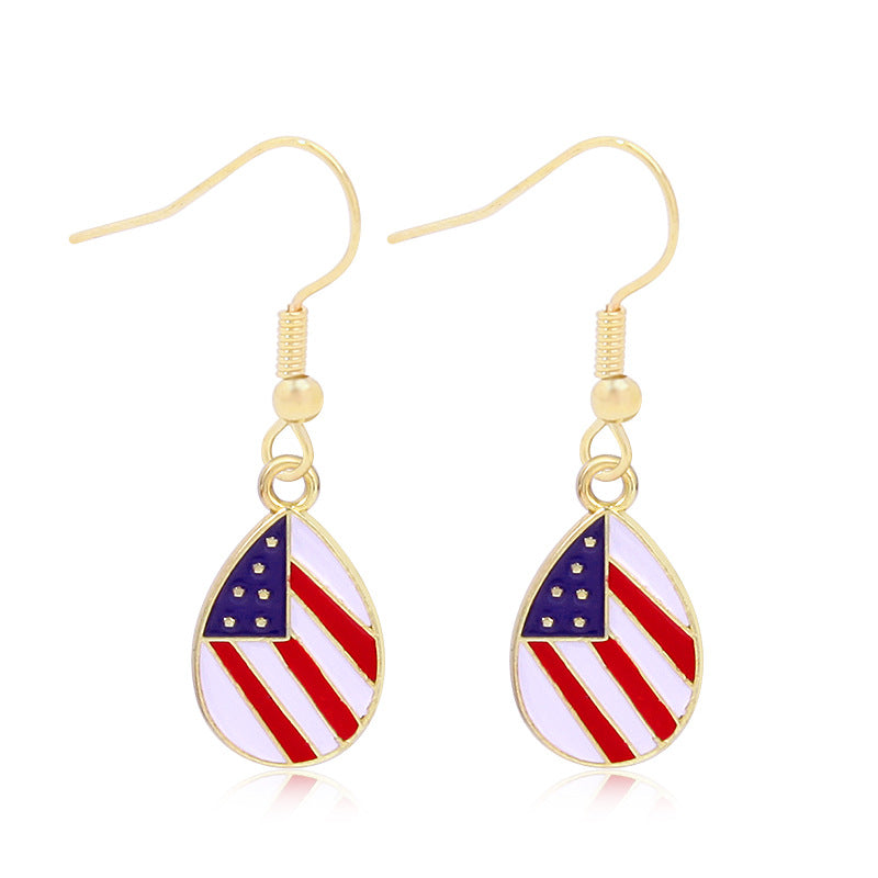 Alloy Dripping Oil Stars Stripes National Rings