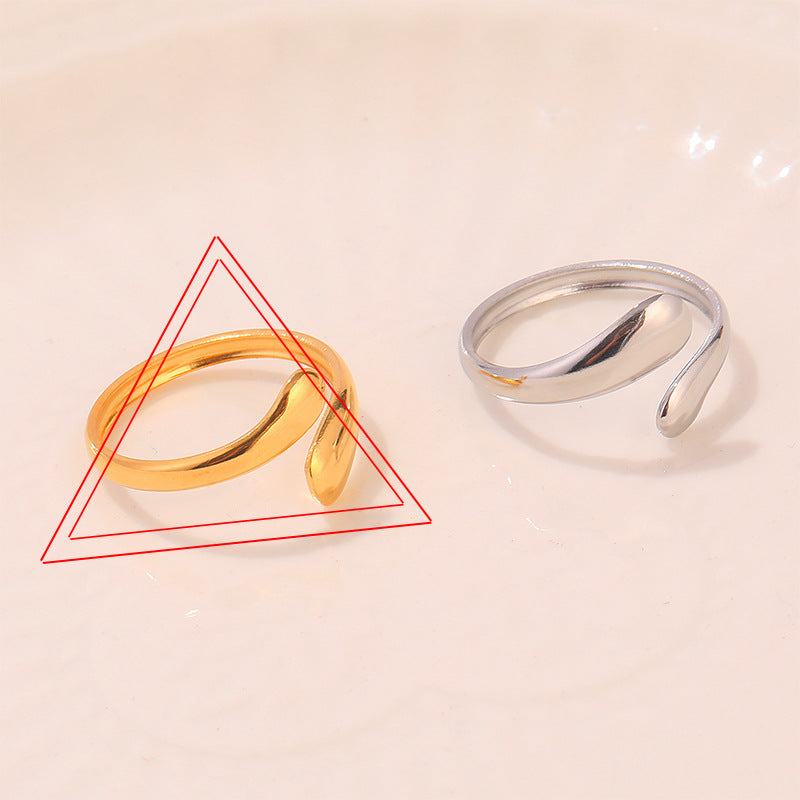 Steel Gold-plated Love Heart Flowers Glossy Rings