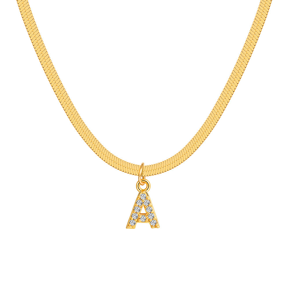 Stainless Steel Snake Bones Chain Letter Necklaces