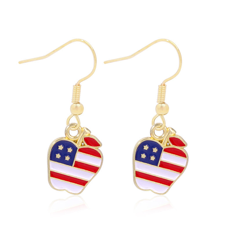 Alloy Dripping Oil Stars Stripes National Rings
