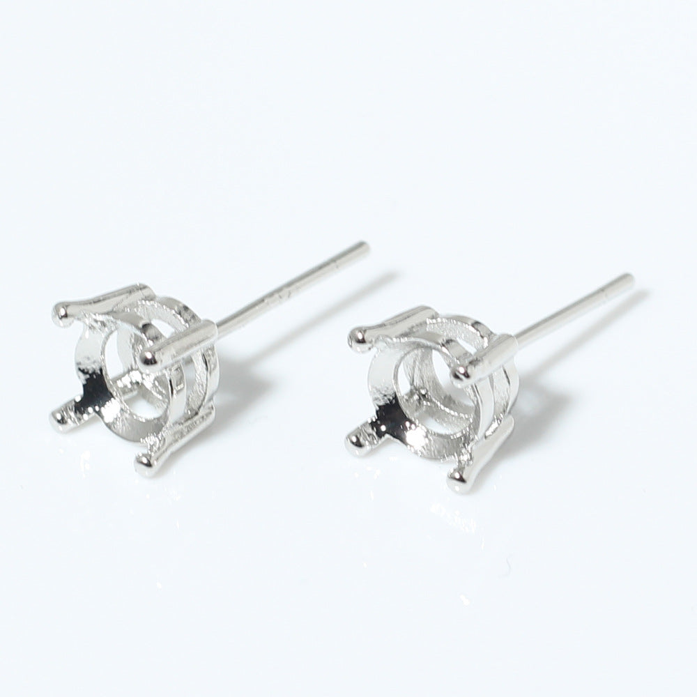 Holder Unset Accessories Buckle Copper Electroplating White Gold Color Earrings