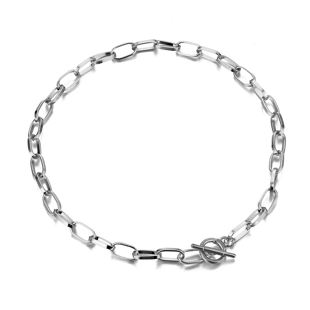 Women's Korean Style Hip Hop Alloy Buckle Simple Necklaces