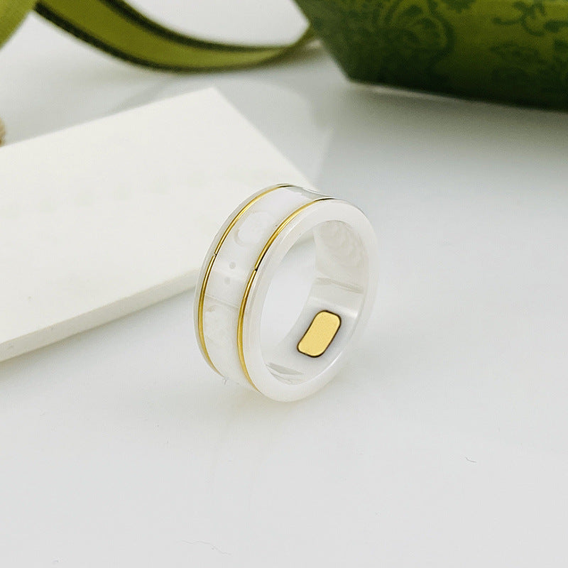 Bee Planet Ceramic Trendy Unique Couple Black Rings