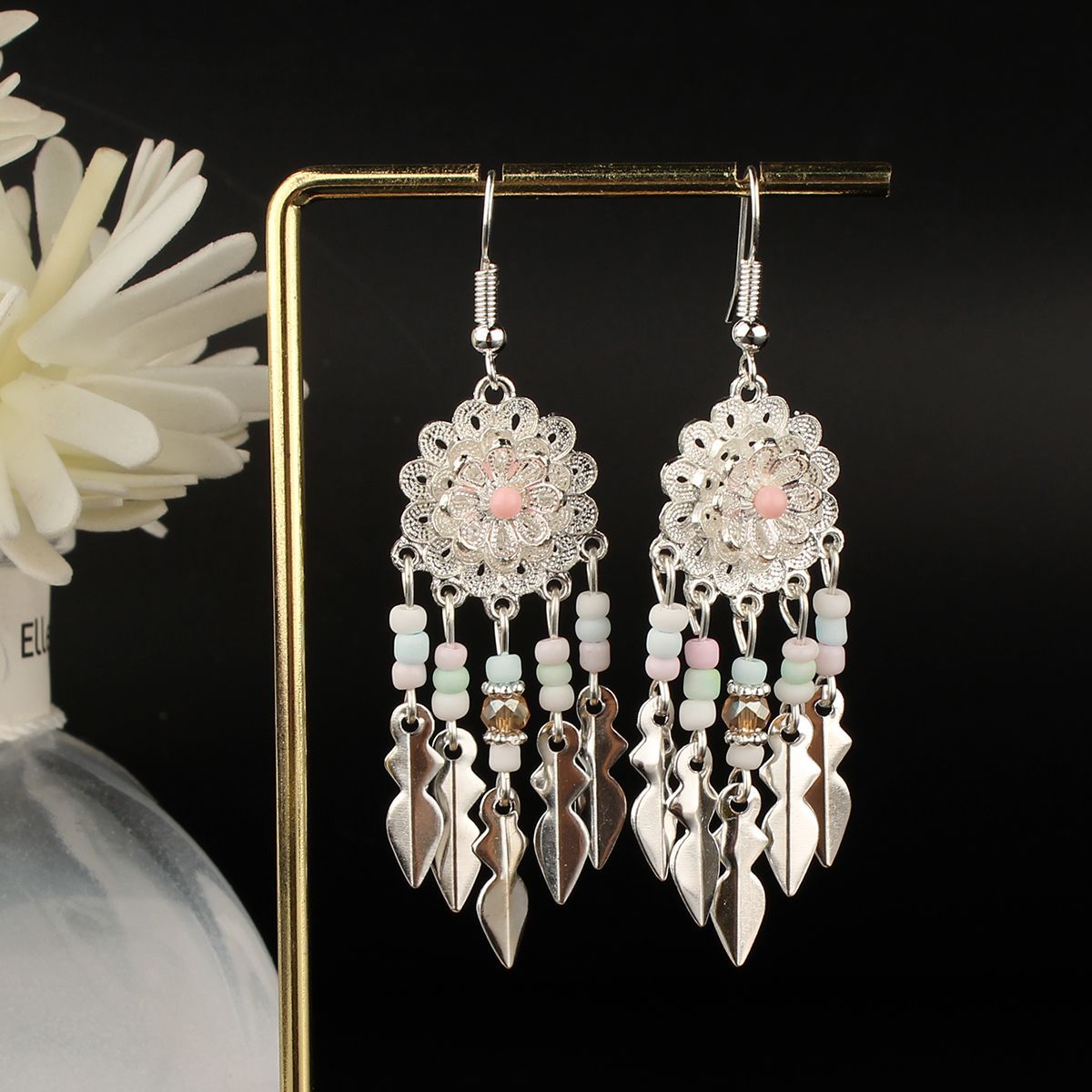 Ethnic Style Miao Sier Turquoise Tassel Earrings