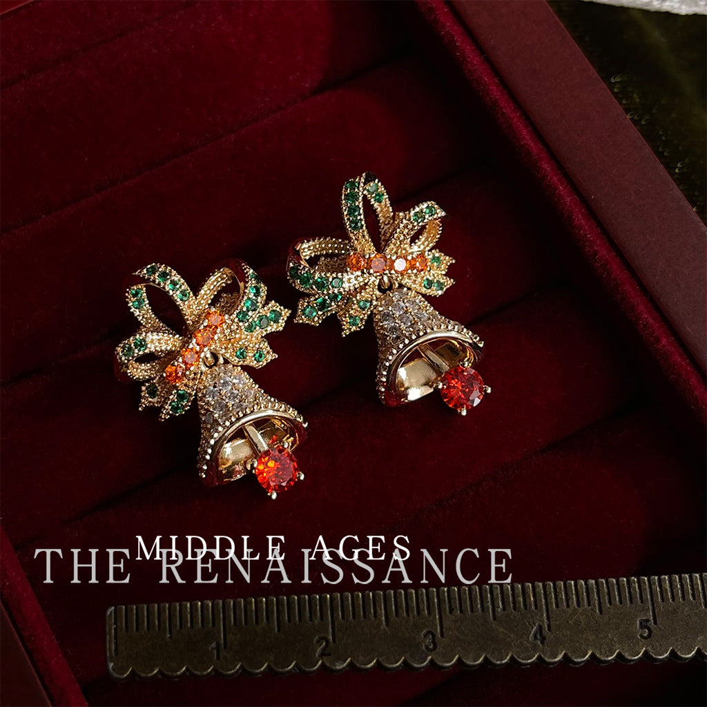 Limited Chinese Style Series Zircon Bell Bow Earrings