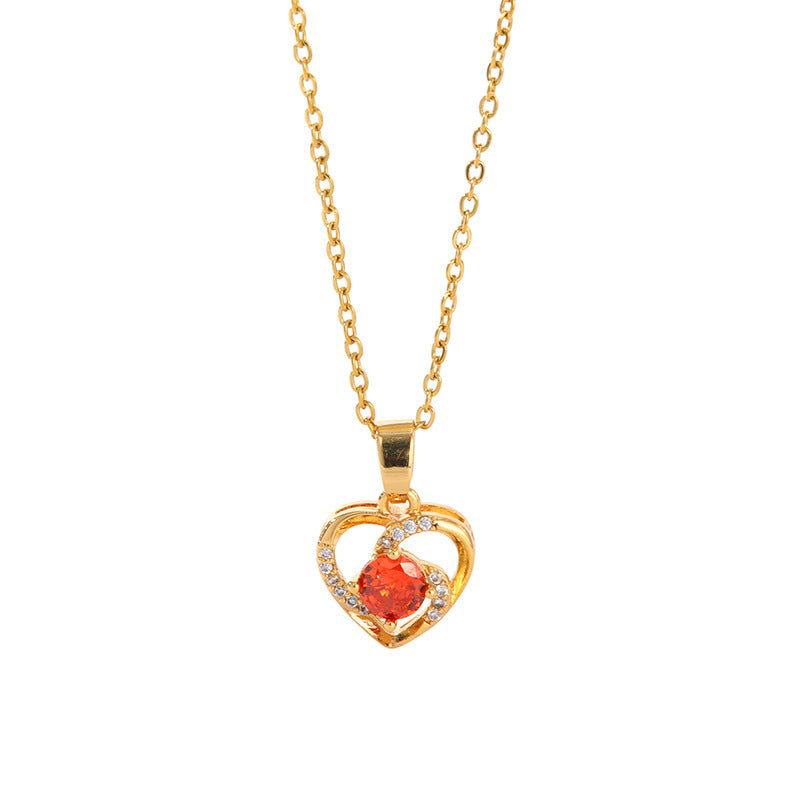 Women's Love Heart Temperament Micro Rhinestone Exquisite Necklaces