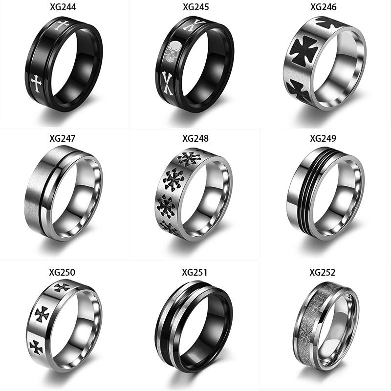 Men's Rotating Decompression Cross Titanium Steel Stainless Rings