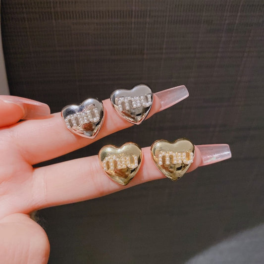 Women's French Fashion Home Love Heart Sier Rings