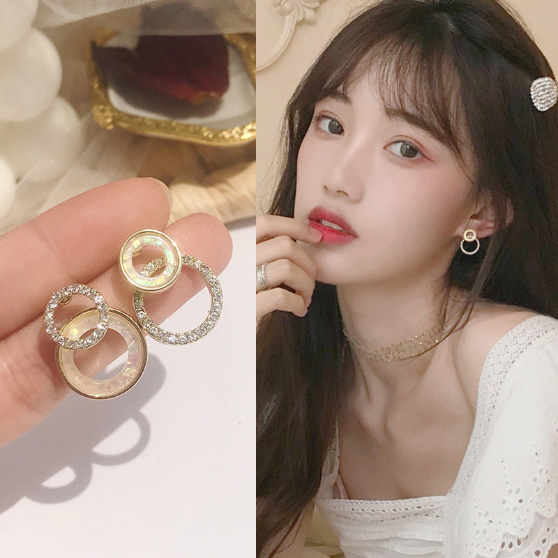 Fresh Sweet Cartoon Bunny Bear Love Heart Minority Design Refined Stud Earrings
