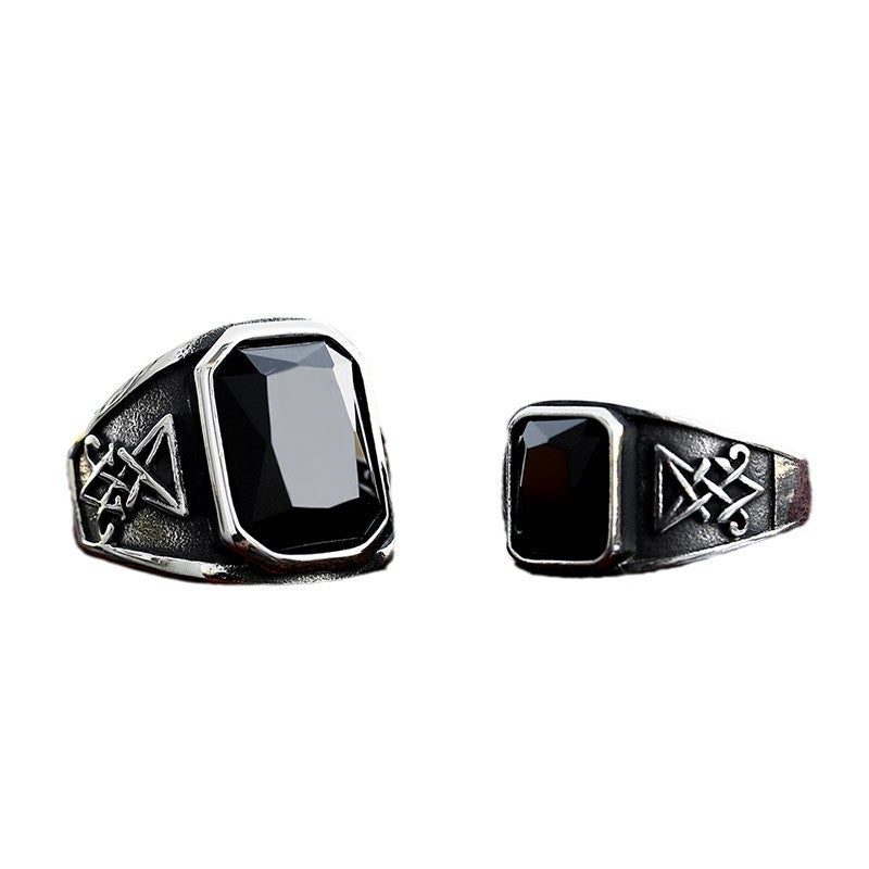 Lucifer Satan Stainless Steel Retro Titanium Rings